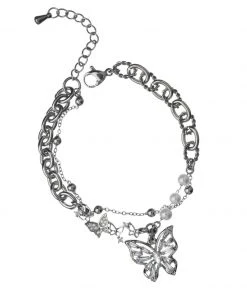 [STEEL EDITION] Seasonless Butterfly Garden Pearl Butterfly Bracelet Grass_19/20cm