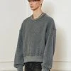 [LECYTO] Winter 21 OVERFIT MIX KNIT SWEATSHIRT_[GRAY]