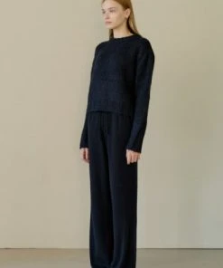 [STEP AROUND] FW 21 MERINO WOOL WIDE KNIT PANTS_MIDNIGHT