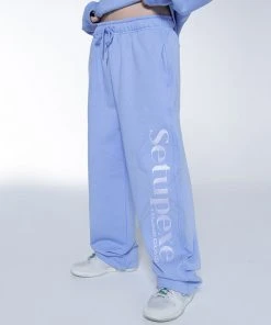 Best Sellers [SETUP EXE] Winter 21 Silver Stitch Logo Sweatpants [Baby Blue]