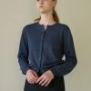 Best Sellers [STEP AROUND] FW 21 SOFT COTTON BASIC ROUND CARDIGAN_NAVY