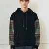 [LECYTO] Winter 21 FABRIC CONTRAST WOOL KNIT HOODIE_[BLACK] Best Sellers