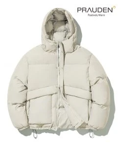 [CODEGRAPHY] Winter 21 Utility Duck Down Hooded Short Padded Jacket_Beige Best Sellers