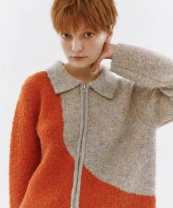 Best Sellers [ROCCI ROCCI] Winter 21 Colour Block Knit Zipup [MAPLE]