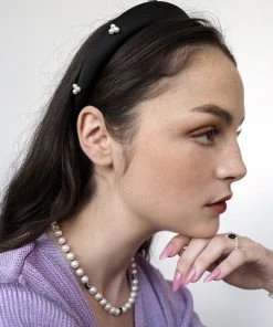 [LOMBRILLANT] Seasonless Black Pearl Satin Hairband