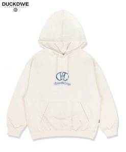 Best Sellers [DUCKDIVE] FW 21 DLink Embroidery Hoodie Ivory