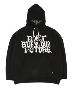 [AJO BY AJO] FW 21 Oversized (19) Slogan Wool Knit Hoodie [Black]