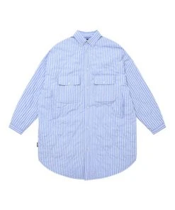 [AJO BY AJO] FW 21 Stripe Padded Long Jacket [Sky Blue] Best Sellers