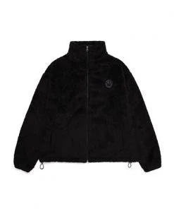 Best Sellers [DXOH] Seasonless TONE ON TONE PATCH FUR ZIPUP BLACK