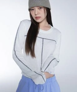 Best Sellers [SETUP EXE] Winter 21 Raw Edge Stitch Crop Top [Ivory]