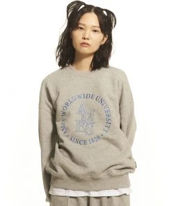 [AMES WORLDWIDE] FW 21 AMES ROUND LOGO SWEATSHIRTS_GY Best Sellers