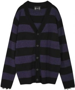 Best Sellers [FLAREUP] Winter 21 Damage Knit Cardigan - Purple (FU-182)