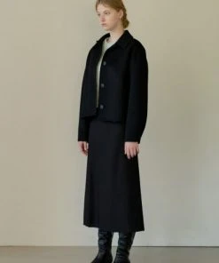 [STEP AROUND] FW 21 HANDMADE WOOL HALF COAT_BLACK Best Sellers