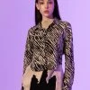 Best Sellers [BABLETWO] FW 21 Zebra Silky Shirts (BEIGE)