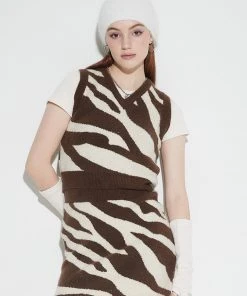 [LUV IS TRUE] Winter 21 ZEBRA KNIT SKIRT(BROWN)