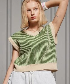 Best Sellers [LARTIGENT] FW 21 STRIPE KNIT VEST(GREEN)