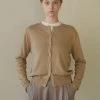 [STEP AROUND] FW 21 SOFT COTTON BASIC ROUND CARDIGAN_BEIGE Best Sellers