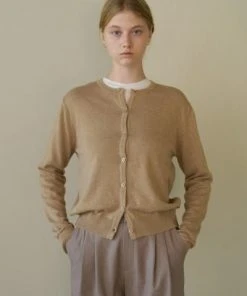 [STEP AROUND] FW 21 SOFT COTTON BASIC ROUND CARDIGAN_BEIGE Best Sellers