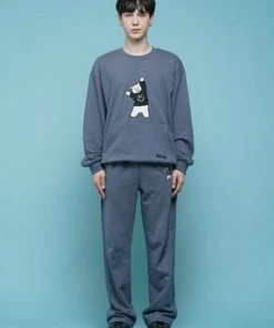 [DXOH] Seasonless BEAR EMBROIDER PANTS [DARK BLUE] Best Sellers