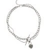[STEEL EDITION] Seasonless Double Heart Toggle Bar Chain Necklace