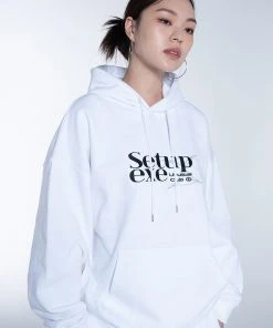 [SETUP EXE] Winter 21 Silver Stitch Logo Hoodie [White] Best Sellers