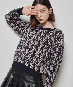 Best Sellers [LUV IS TRUE] Winter 21 LOGO PATTERN KNIT(NAVY)