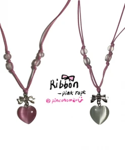 [PINCUNOMARU] Seasonless Ribbon -Pink Rope WHITE