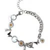 [STEEL EDITION] Seasonless Daisy Pearl Heart Toggle Bar Bracelet
