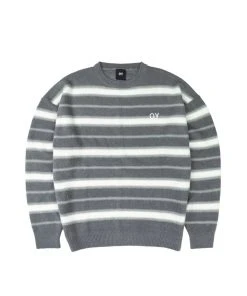 [OY] FW 21 MOHAIR STRIPE KNIT-GREY/IVORY Best Sellers
