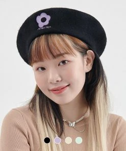 [ALMOSTBLUE] Seasonless FLOWER WOOL BERET Best Sellers