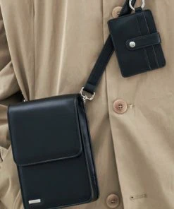 [SSY] Seasonless MINIMAL BAR SQUARE LEATHER BAG & CARDWALLET BLACK