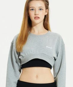 [CRANK] FW 21 BASIC CROP SWEATSHIRT_M.GY
