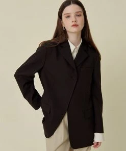 Best Sellers [GOCORI] FW 21 WARM BUTTON WOOL JACKET - DARK BROWN