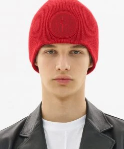 [LECYTO] Seasonless CIRCLE PATCH KNIT BEANIE_[RED] Best Sellers