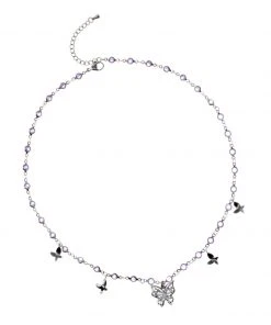 [STEEL EDITION] Seasonless Purple Glass Butterfly Necklace_PUEPLE
