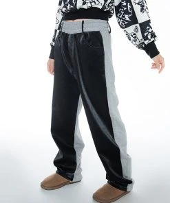 [SETUP EXE] FW 21 Crack Leather Half Sweatpants [Black/Melange Gray]