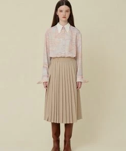 Best Sellers [GOCORI] FW 21 WRAP PLEATS SKIRT - BEIGE