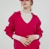 [BENSIMON] FW 21 WIDE COLLAR KNIT - HOT PINK