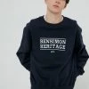 [BENSIMON] FW 21 HERITAGE LOGO OVER SWEATSHIRTS - NAVY Best Sellers