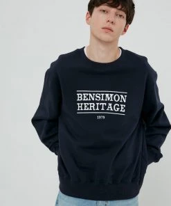 [BENSIMON] FW 21 HERITAGE LOGO OVER SWEATSHIRTS - NAVY Best Sellers