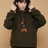 Best Sellers [DXOH] Seasonless BEAR EMBROIDER HOODIE [KHAKI]
