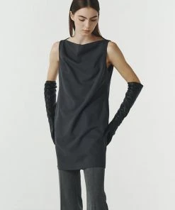 [REPOS] FW 21 COWL NECK SLEEVELESS DRESS (GRAY) Best Sellers