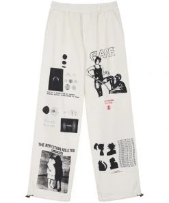 Best Sellers [FLARE] Winter 21 Season Artwork Pants - Off White (FU-220)