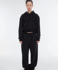 [GIMMETHEYOUNG] FW 21 SHRRING SWEAT HOODY_21FW(S) / BLACK