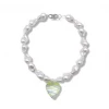 [HURJABOYACC] Seasonless Venetian Heart Glass Pearl Necklace _Green