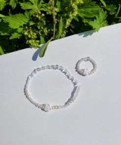 [LOMBRILLANT] Seasonless Fleur Blanche Ring, Bracelet Set