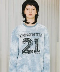 [13MONTH] FW 21 TIE DYE LONG SLEEVE T-SHIRT (BLUE GRAY) Best Sellers