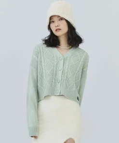 [AMES WORLDWIDE] Winter 21 CABLE CROP KNIT CARDIGAN_GR Best Sellers