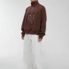 Best Sellers [GIMMETHEYOUNG] FW 21 APPLIQUE LOGO HALF ZIP_UP(L) / BROWN
