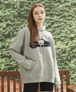 [AQOSTUDIOSPACE] FW 21 AQO VARSITY LOGO HOODIE GREY